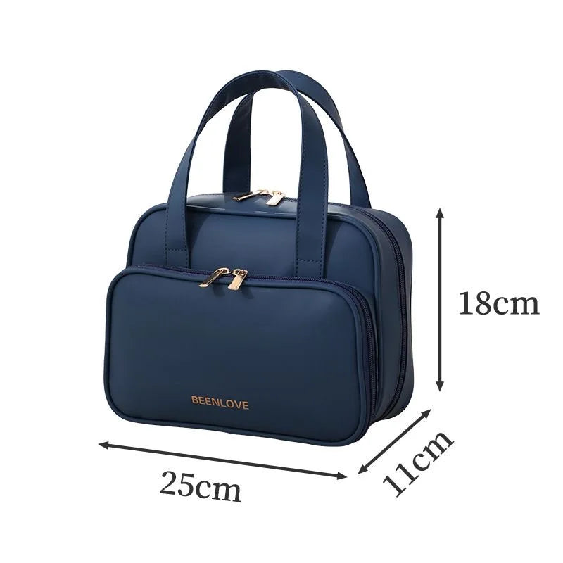 Trousse de Toilette Femme Voyage a Double Capacité bleu