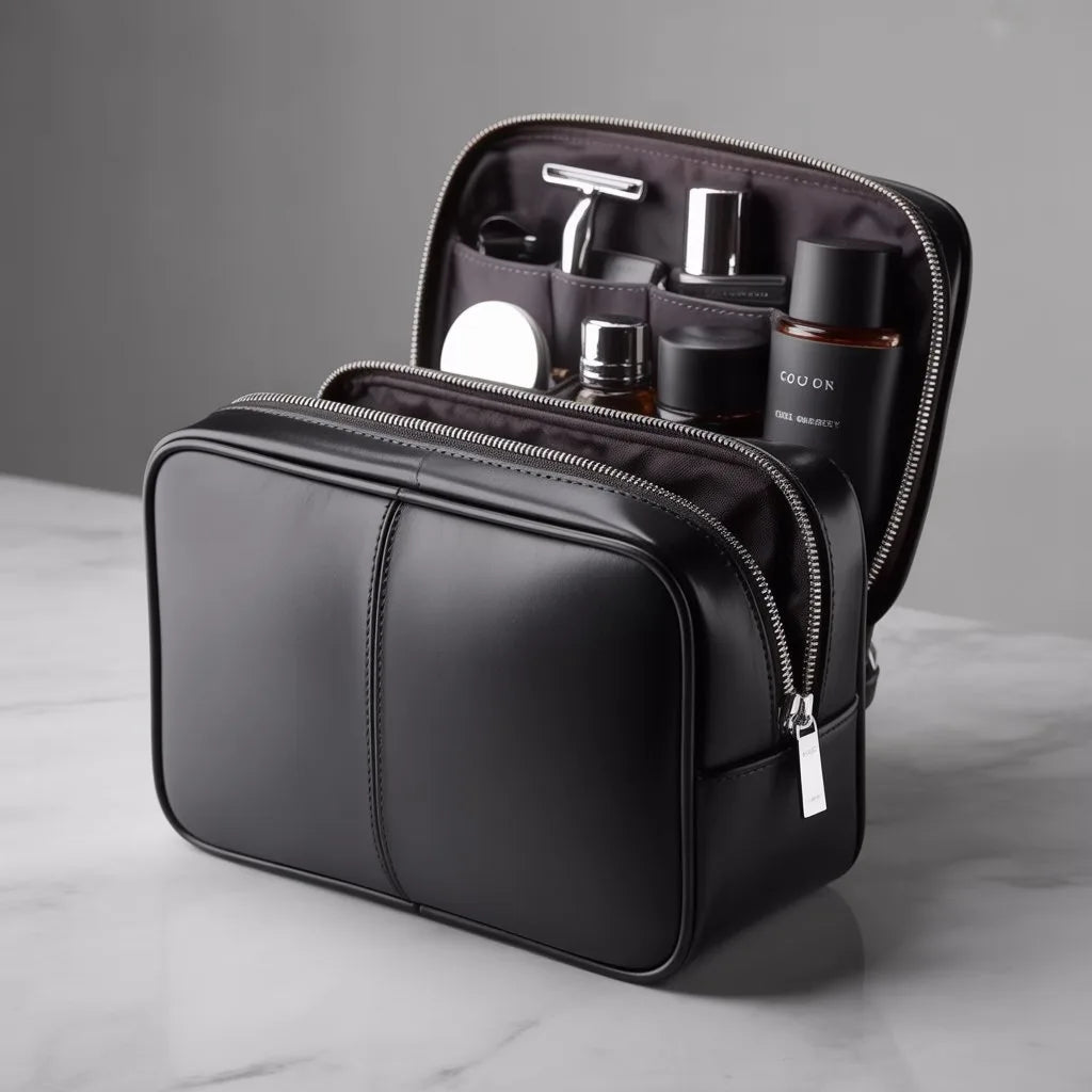 Trousse de Toilette Cuir Noir