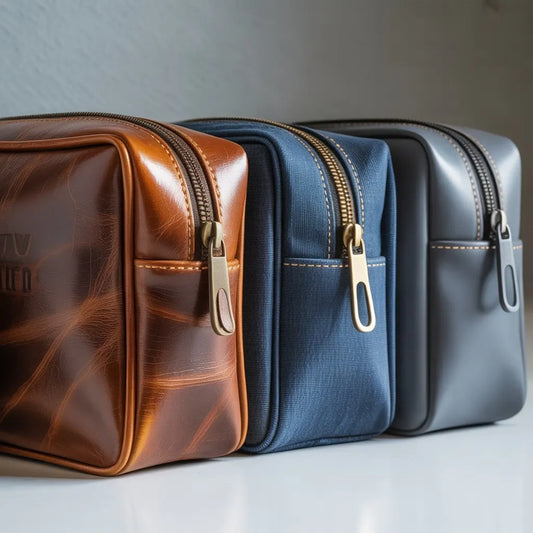 Trousse de toilette en cuir, tissu ou plastique 