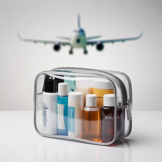 Trousse de toilette transparente  l’essentiel pour voyager en avion sans stress