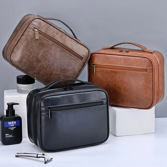 3 trousses de toilette homme cuir