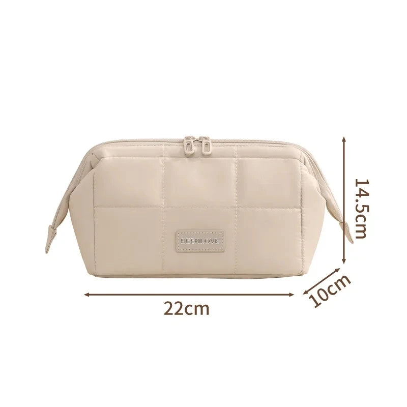 Trousse de Toilette Matelassée & Maquillage ouverts blanc