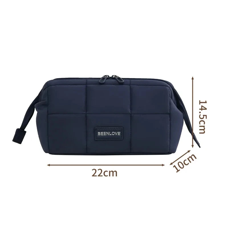 Trousse de Toilette Matelassée & Maquillage ouverts noir