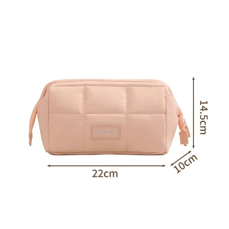 Trousse de Toilette Matelassée & Maquillage ouverts rose