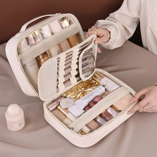 trousse de toilette maquillage femme blanc