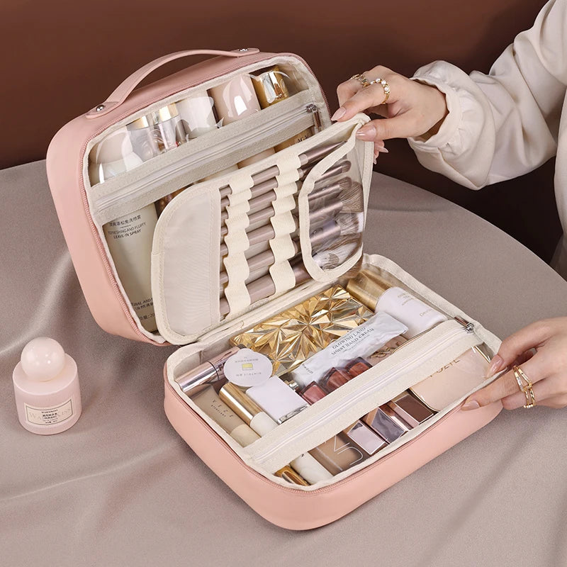 trousse de toilette maquillage femme rose