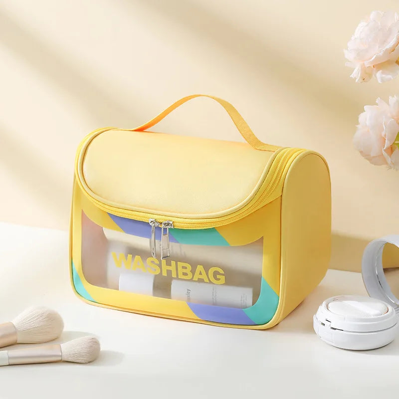 trousse de toilette transparente jaune