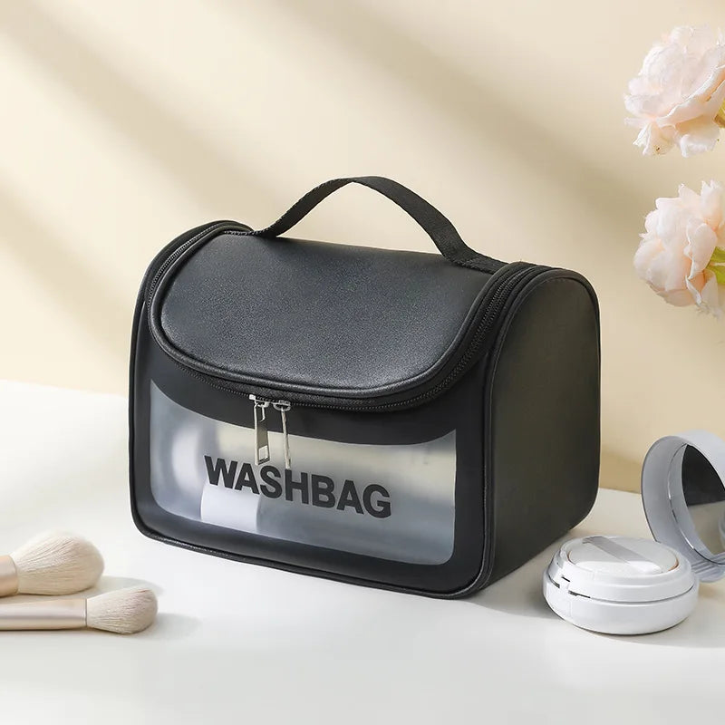 trousse de toilette transparente noir femme