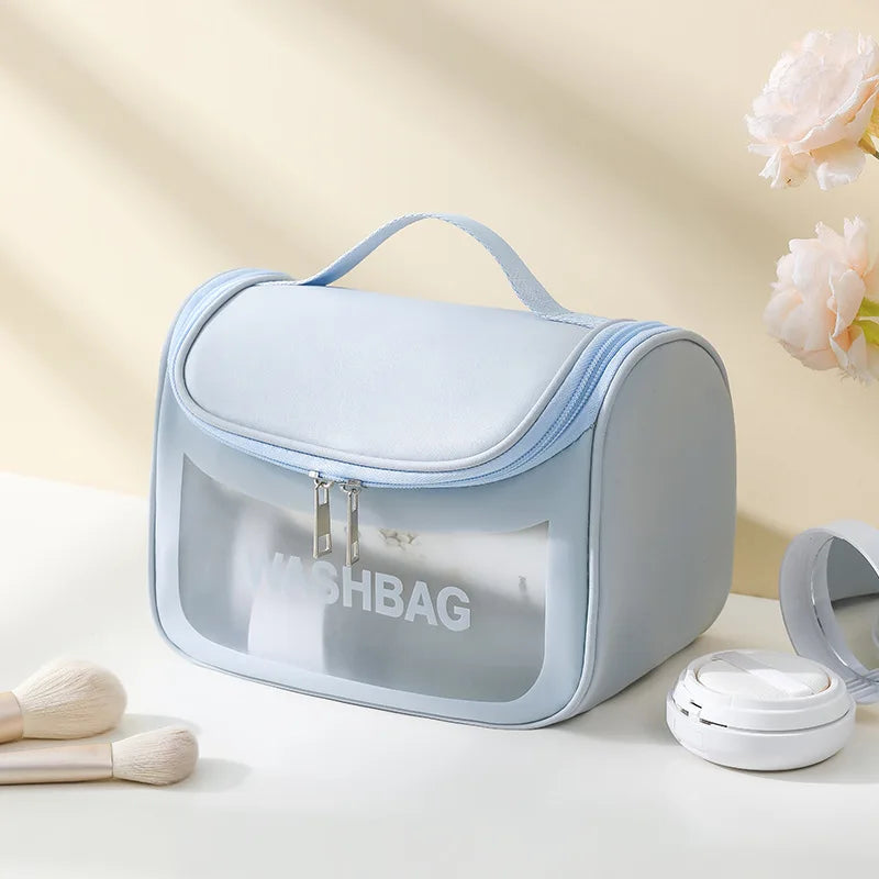 trousse de toilette transparente violet